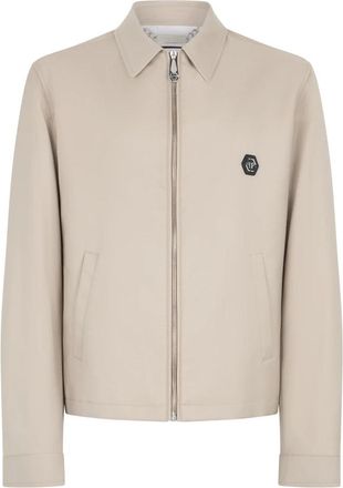 Philipp Plein Blouson met Rits - Heren - Zomerjassen - Beige - 3XL - Jassen