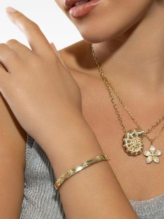 Sydney Evan Bracciale rigido Flower in oro giallo 14 carati con diamanti