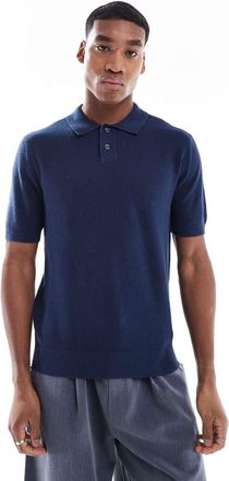 Levi's Polo in maglia a punto riso misto lino e cotone blu navy