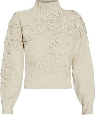 Cult Gaia Maglione con collo rialzato e applicazione floreale - Toni neutri