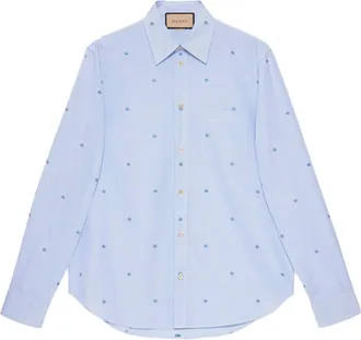 Gucci Striped Cotton Poplin Shirt Light Blue White 703396-ZAHJ0-4514