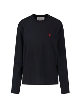 Ami Ami De Caur Black Cotton Long-Sleeved T-Shirt