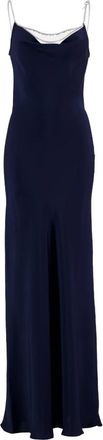 Paco Rabanne Maxi Dresses, female, Blue, M, Navy Satin Long Dress