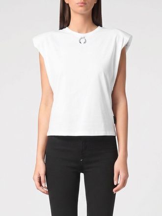 Philipp Plein Canotta in jersey con scollo a girocollo e spalle imbottite
