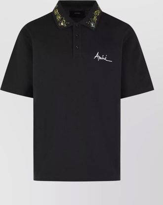 Amiri floral cotton polo shirt embroidered collar