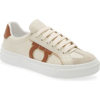 Ferragamo Sauro Gancini Sneaker in Spiaggia Mascarpone Naturale at Nordstrom, Size 10.5