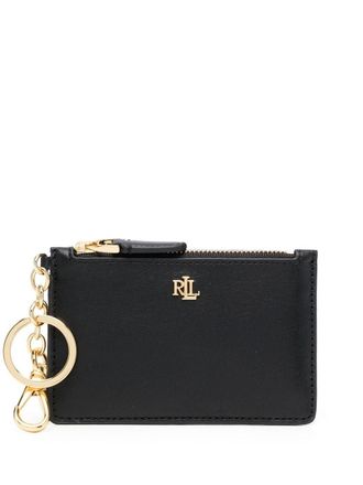 Lauren Ralph Lauren zip-fastening card case - women - Calf Leather/Polyester - One Size - Black