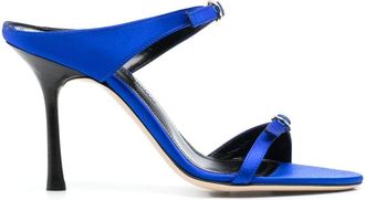 Victoria Beckham double-strap satin sandals - women - Calf Leather/Calf Leather/Fabric/Fabric - 37 - Blue