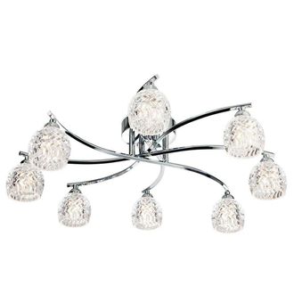 Netlighting Maple 8 Light Flush Light Chrome Moulded Clear Glass G9