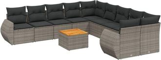 vidaXL Set De Sof&aacute;s De Jard&iacute;n 11 Pzas Y Cojines Rat&aacute;n Sint&eacute;tico Gris Vidaxl