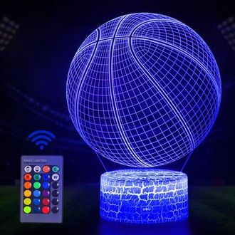 OEM L&aacute;mpara De Noche Infantil Con Forma De Bal&oacute;n De Baloncesto, Luz Con Efecto 3d, Luz Led Con Mando A Distancia, 16 Colores Cambiantes, Regalo De Navidad