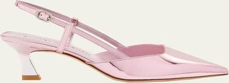 Stuart Weitzman Vinnie Metallic Kitten Slingback Pumps