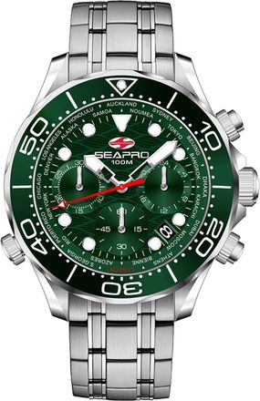 Seapro Mens Mondial Timer Green Dial Watch