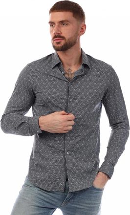 Emporio Armani Gedessineerd herenoverhemd (Grijs)