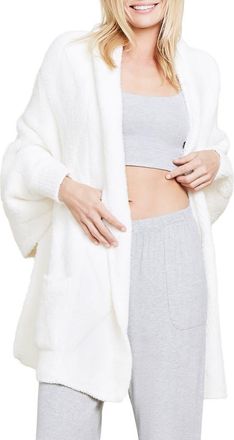 Barefoot Dreams CozyChic Cable Knit Blanket Wrap in Pearl at Nordstrom