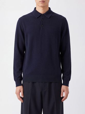 Umit Benan Long-Sleeved Cashmere and Silk Knit Polo