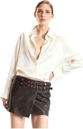 Cynthia Rowley Silk Button Up Shirt in White at Nordstrom, Size X-Small