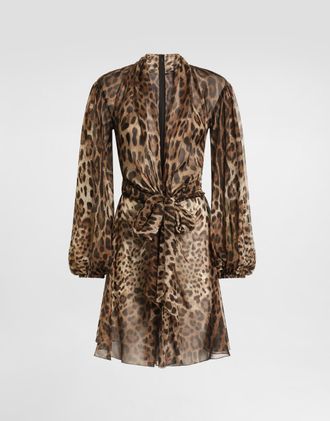 Dolce & Gabbana Leo-print Chiffon Dress - Woman Dresses Animal Print 40