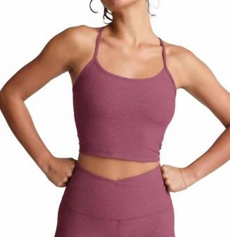 Beyond Yoga Spacedye Slim Racerback Cropped Tank In Smooth Mauve Heather