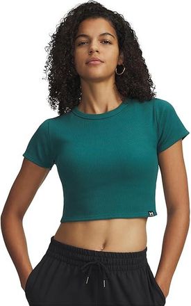 Under Armour Rival Ribbed Baby T-Shirts Womens Workout Rack Green/White : LG (US 12-14), Polyester