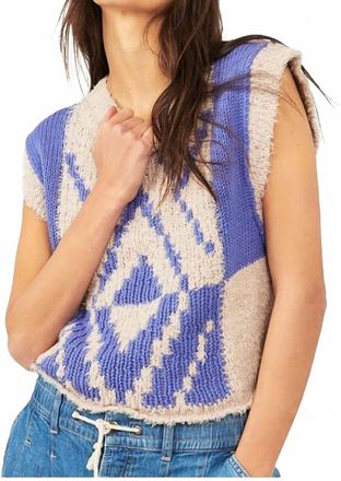 Free People Diamonds For Days Vest In Blue Moon Combo