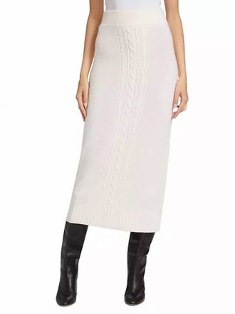 Derek Lam Valentin Cable Knit Skirt In Blanc