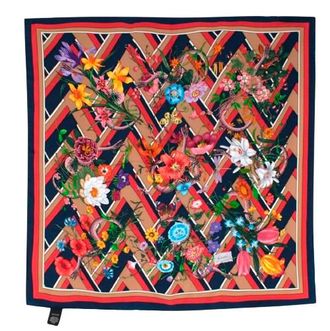 Gucci Floral And Sanke Print Silk Square