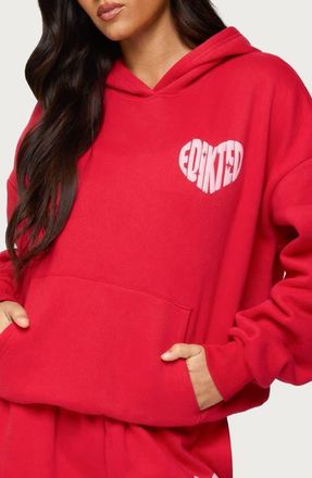 Edikted Major Love Hoodie in Red at Nordstrom, Size X-Small