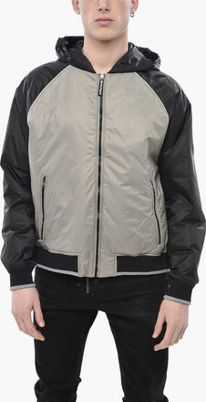 Palm Angels Two-Tone Nylon Windbreaker CURVED LOGO Palm Angels