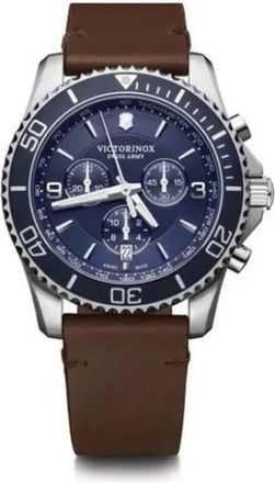 Victorinox by Swiss Army Maverick Chronograph Quartz Blue Dial Brown Leather Strap Mens Watch 241865