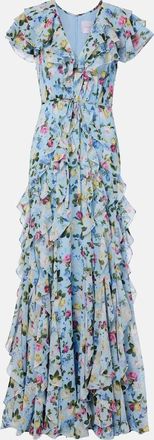Carolina Herrera Floral ruffled silk gown