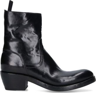 Premiata Calf Leather Ankle Boots With Side Zip Closure And Raised Stitching