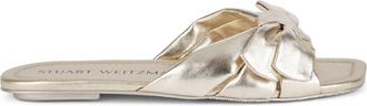 Stuart Weitzman Sofia Sandals Womens Gold Leather Slip On Slide HTAT1049