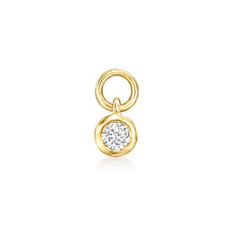 RS Pure by Ross-Simons Bezel-Set Diamond Hoop Charms in 14kt Yellow Gold