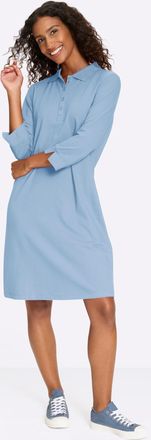 Heine Shirtkleid HEINE Polokleid, Damen, Gr. 34, Normalgr&ouml;ssen, eisblau, 95% Baumwolle, 5% Elasthan, unifarben, kurz, V-Ausschnitt, Kleider Shirtkleid