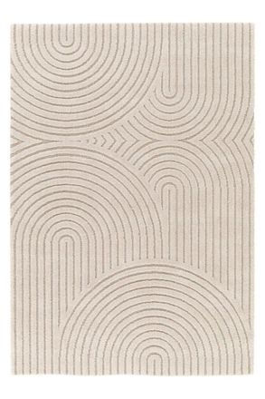 AFK Living Alfombra con efecto relieve muy suave beige 200 x 290 cm