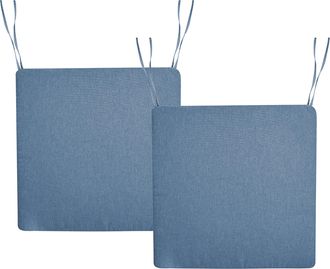 Beliani Conjunto De 2 Cojines De Asiento Para Silla De Jard&iacute;n De Tela De Poli&eacute;ster Resistente A Los Rayos Uv Azul Sassari Premium