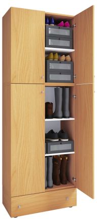 ebuy24 Gabinete De Zapato De Madera Vcm Dimensiones: Al. 200 X An. 70 X T. 39 Cm Armario Multiusos 5 Compartimentos 4 Puertas Giratorias Caj&oacute;n Adicional- Lon