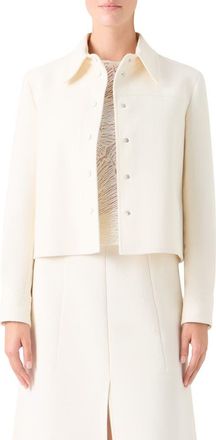 Akris Talitha Crop Cotton & Silk Shirt Jacket in Ecru at Nordstrom, Size 12