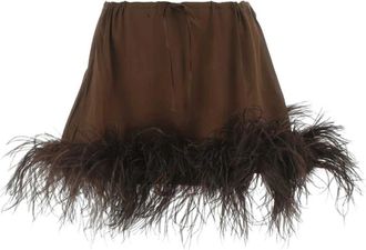 Os&eacute;ree Satijnen Lingerie Mini Rok - Dames - Korte rokken - Bruin - S - Satijn - Rokken