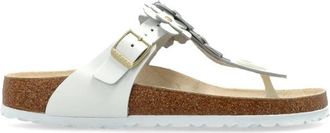 Birkenstock Gizeh Bloemversiering - Dames - Slippers - Wit - 37 EU - Leer - Schoenen