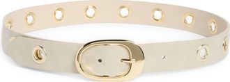 Linea Pelle Grommet Oval Buckle Belt in Bone at Nordstrom Rack, Size X-Large