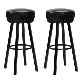 vidaXL Taburetes De Cocina 2 Unidades Cuero Sint&eacute;tico Negro Vidaxl