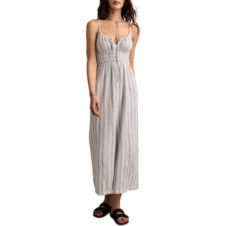 Lucky Brand Stripe Wide Leg Jumpsuit in Grey Stripe at Nordstrom, Size Large