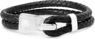 Bruno Magli Mens Double Rope Leather Bracelet, Silver