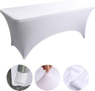 No Brand Mantel El&aacute;stico - Cubremesas El&aacute;stico - Decoraci&oacute;n Para Fiestas - Resistente A Desgarros - 183 X 75 X 75 Cm - Blanco