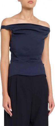 SIMKHAI Maisel Cotton Draped Top In Midnight