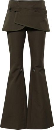 Courrèges layered-skirt bootcut trousers - women - Cotton/Cotton - 38 - Green