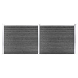 vidaXL Set De Paneles De Valla Wpc Negro 353x146 Cm Vidaxl