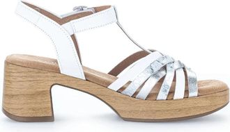 Gabor Lichtgewicht Sandalen met Hoge Hak - Dames - Sandalen met hakken - Wit - 41 EU - Leer - Schoenen